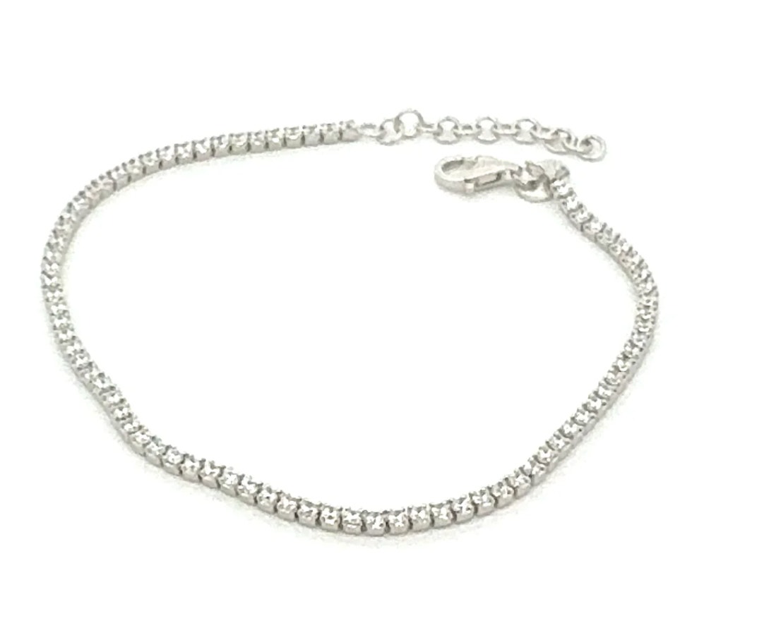 Classic Thin Tennis Bracelet 925 Sterling Silver Cubic Zirconia